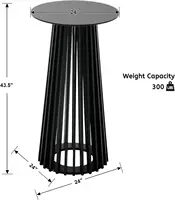 43.5" High Round Bar Table, Modern Wood Cocktail Table with Columnar Wooden Strips Base, Stylish Pub Table for Bistro Parties 2