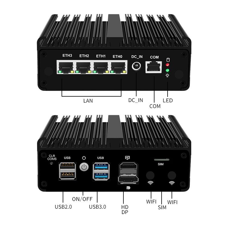12th Gen Intel N100 Mini PC 4 LAN i226-V 2.5G N6000 N5105 J4125 NVMe Firewall Router Fanless Mini Computer Proxmox pfSense Box 3