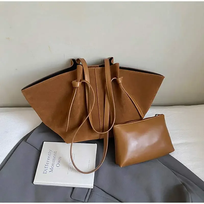 Women Fashion Wings Bag Cowhide Bucket Bag Tote Large Capacity