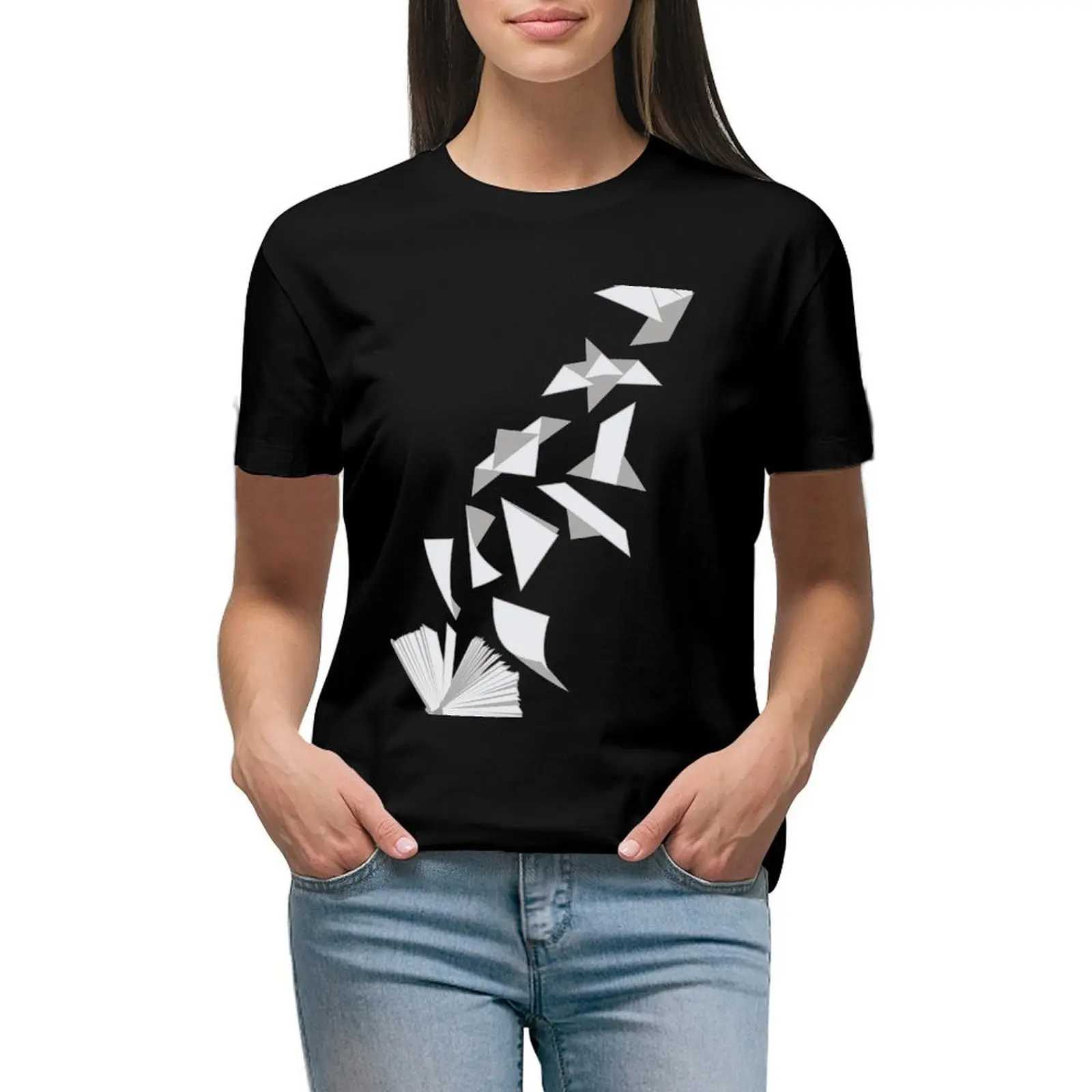 

Book To Bird T-Shirt anime quick-drying t shirts for Women loose fit