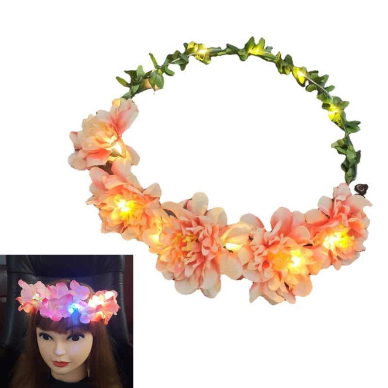 

Цветочная повязка на голову с подсветкой, декоративная опора для косплея для взрослых и женщин, 634D