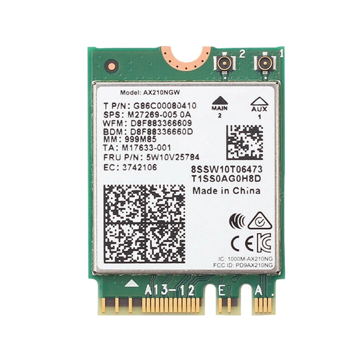 

AX210 AX210NGW Network Card M.2 NGFF 2.4Ghz/5G WI-FI 6E 2400Mbps WiFi Card 802.11Ax Bluetooth 5.2 WiFi Adapter