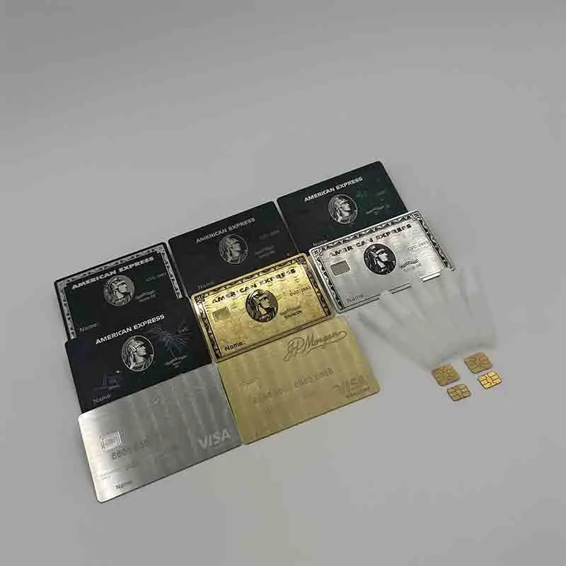 Custom  High Quality Custom Print Magnetic Debit NFC RFID Prepaid Cards Metal Card with Chip Slot for 4442 Chip Support printing