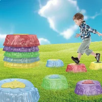 Rainbow sensory balance board toy obstacle crossing game crossing river stones with lights Party toy for kid sensory training 2