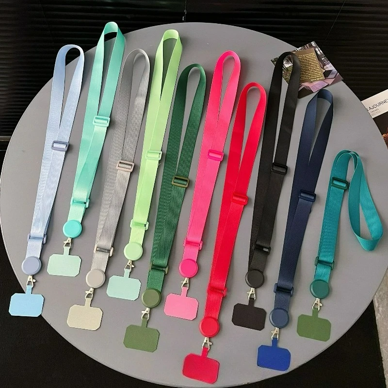 Solid Color Adjustable Crossbody Phone Lanyard with Wide Anti-Loss Strap