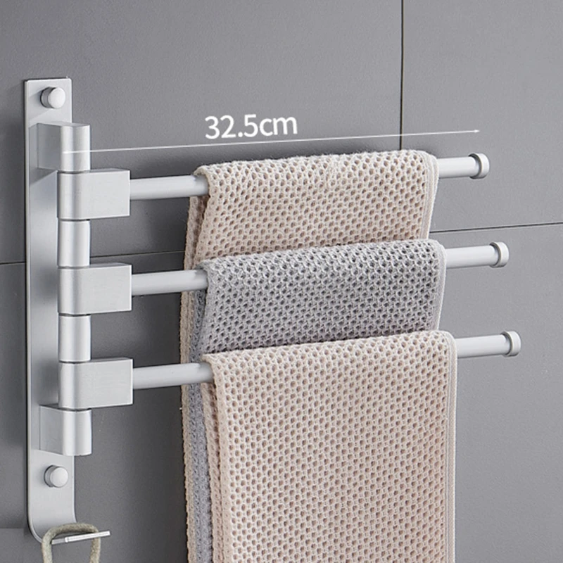 Towel Rod Portable Pole Black Towel Rack Revolving Portable No Punching Rack Toilet Pendant Bathroom Holder