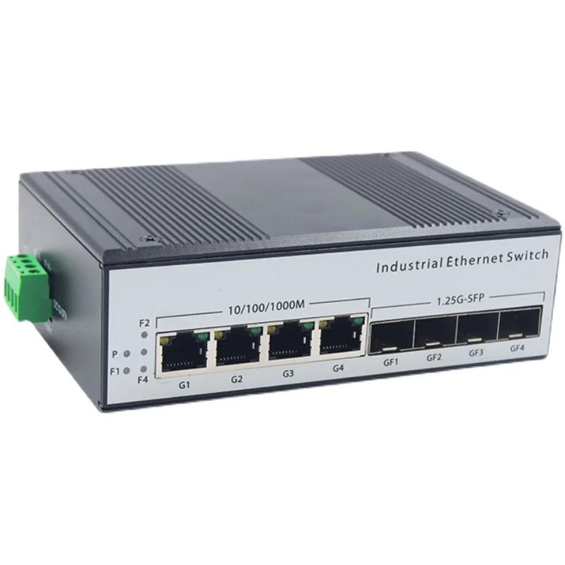 4F4E Industrial Fiber Switch, 4x SFP, 4Port 10/100/1000M Gigabit