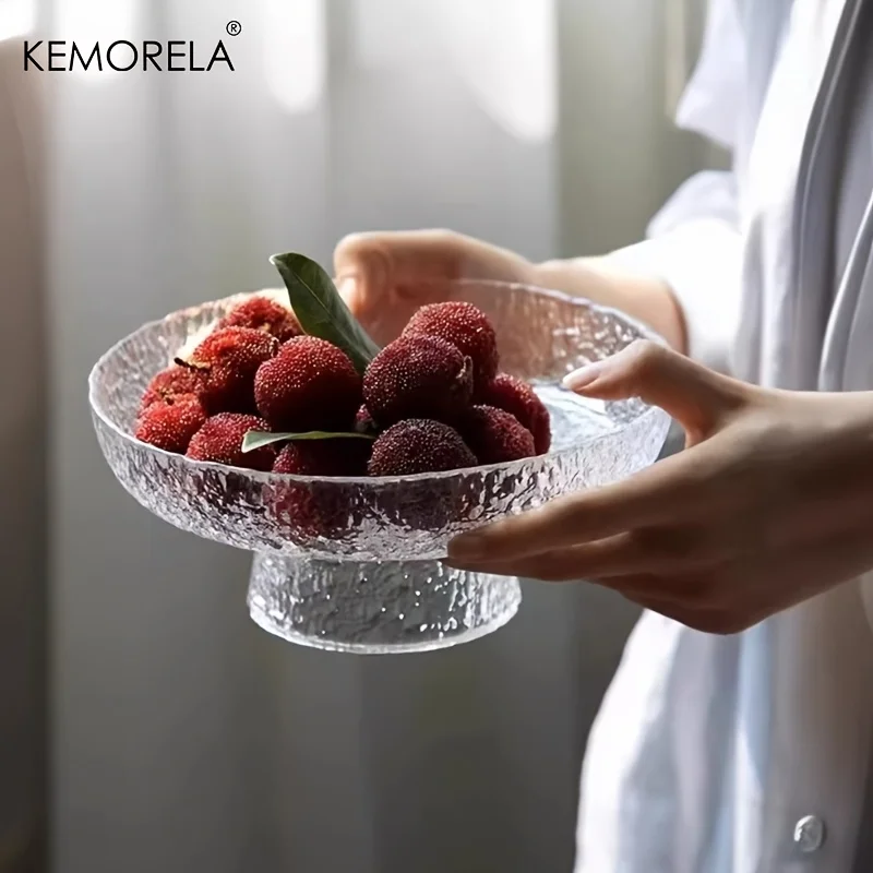 KEMORELA 유리 과일 그릇 스낵 및 건과일 트레이, 가정, 거실, 커피 테이블 및 주방 과일 바구니에 적합