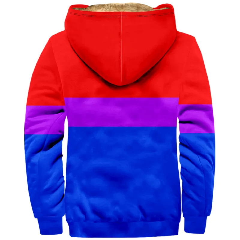 New Rainbow Cotton Coat Hooded Sweater Casual Print Long Sleeve Zipper Sweater Thick Cotton Coat Autumn/Winter