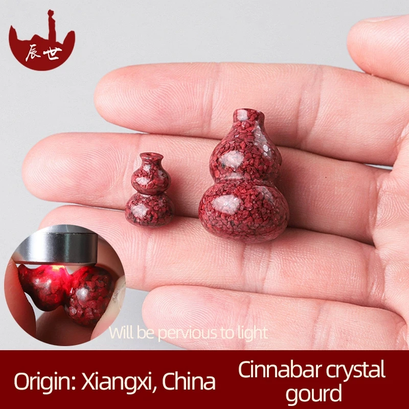 

Wholesale cinnabar pendant gourd hanging decoration transparent natural ore crystal sand benmingnian DIY accessories