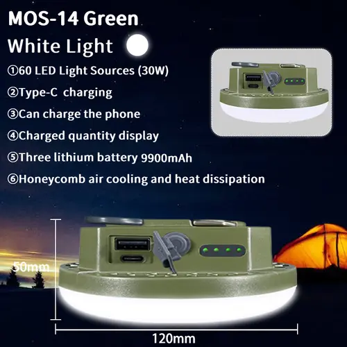 MOSLIGHTING 9900Mah Outdoor Camping Light Portable Rechargeable LED Magnet Tent Lamp Fishing Light Household Emergency Lighting - Image 9