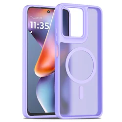MagSafe Translucent Shockproof Phone Case with Silky Smooth Touch and Wireless Charging Compatibility for Motorola G 5G (2025) (Purple)