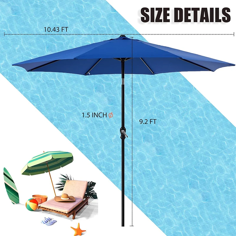 9FT Outdoor Patio Umbrella Push Button Tilt Crank Outdoor Yard/Market Table Umbrella UV Protection Waterproof