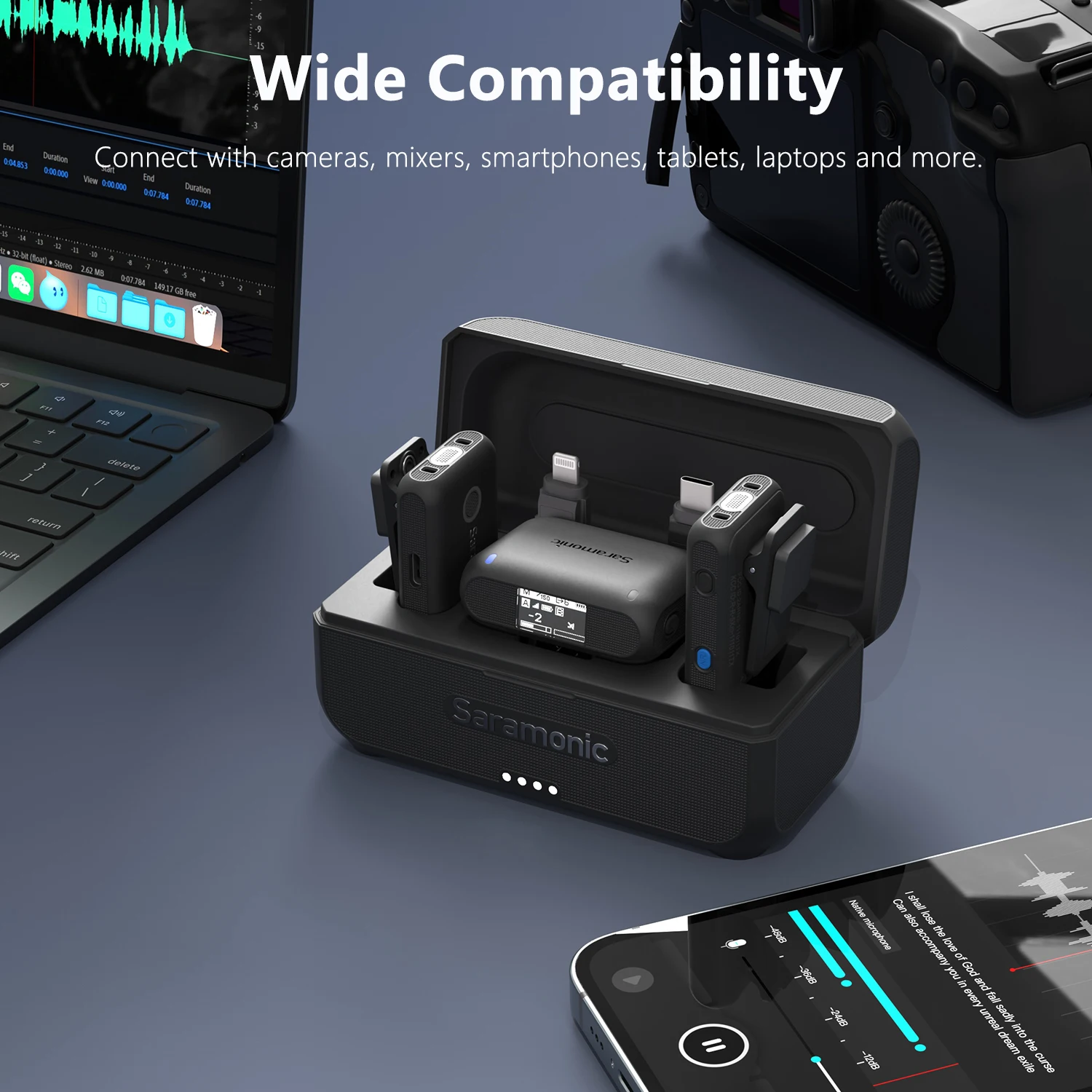 Saramonic 무선 라발리에 라펠 마이크, 아이폰 안드로이드 DSLR 카메라용, USB-C 라이브 스트리밍, 유튜브 녹화, Blink500B2 +