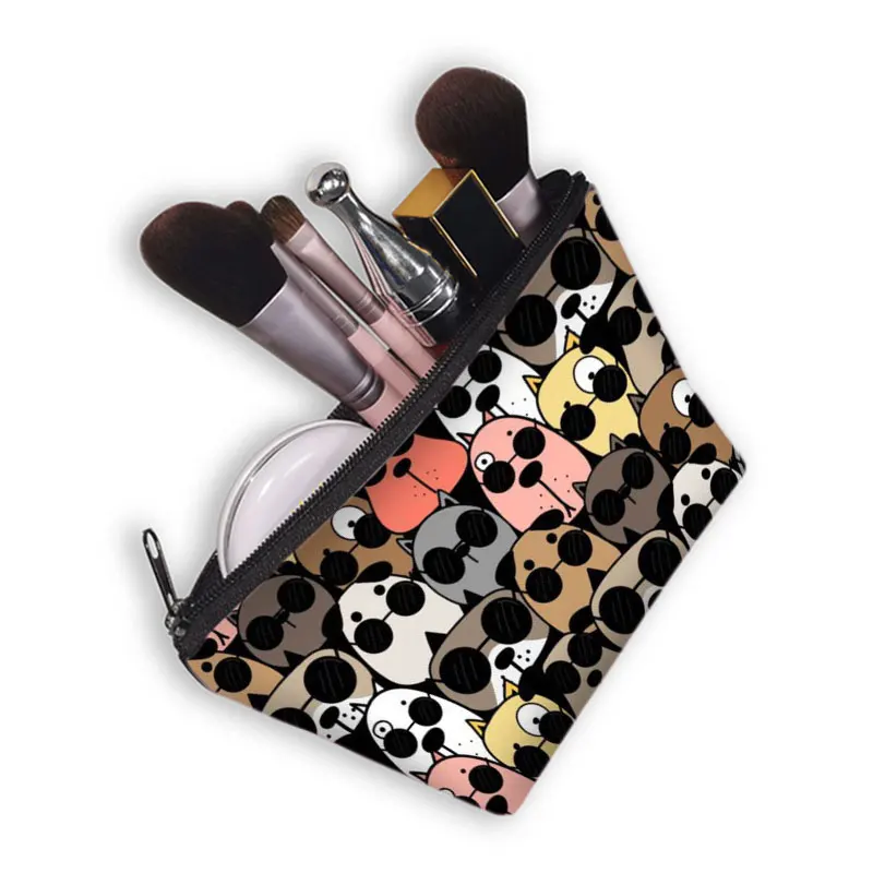 Kawaii Cartoon Cat Dog Cosmetic Case Cute Kitten Puppy Makeup Bags Women Toiletries Bags Clutch Lipstick Pouch Girl Cosmetic Bag