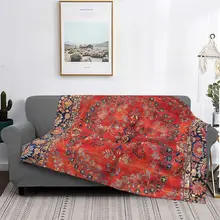 

Sarouk Arak West Persian Pattern Blanket Vintage Persian European Plush Warm Soft Flannel Blanket Sofa Bed Cover Sky