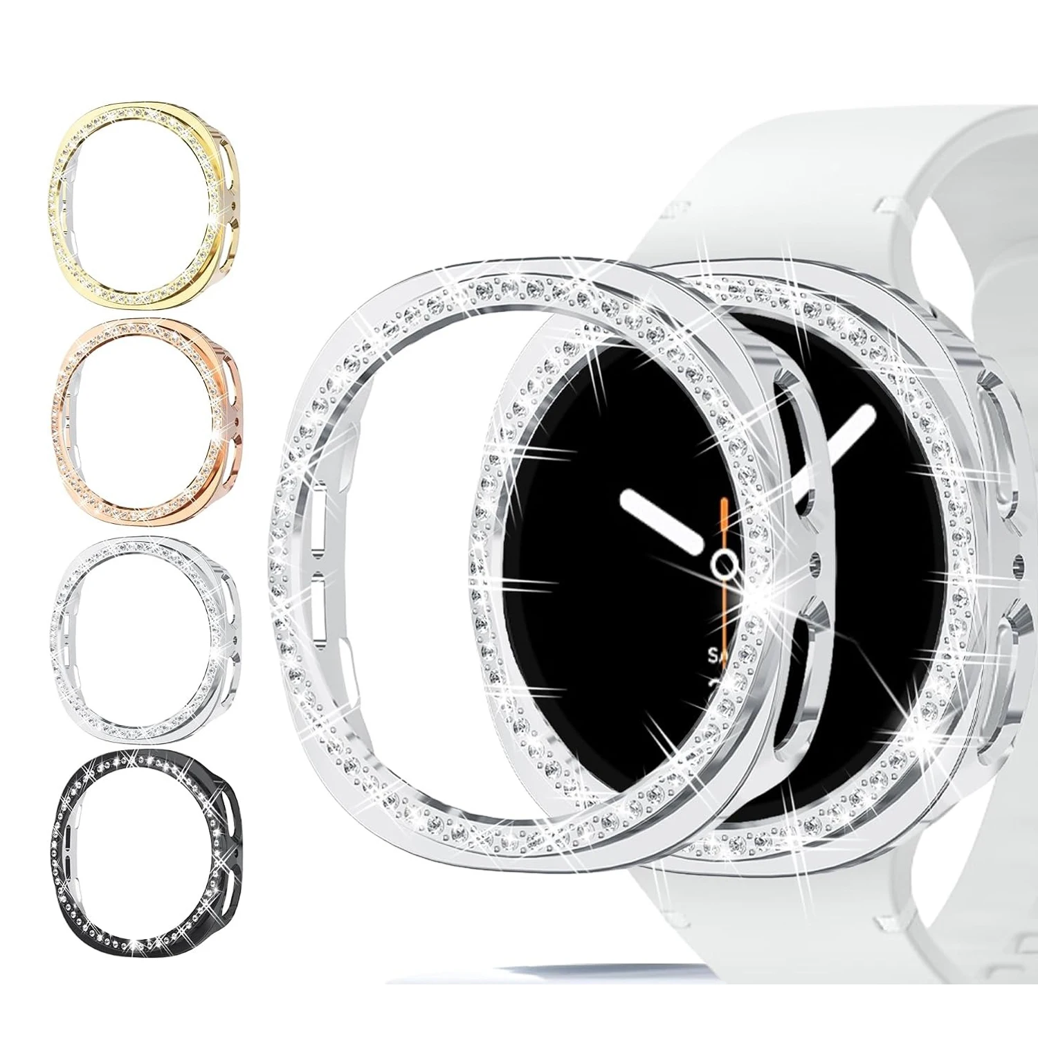 Stylish Diamond Hollow Protective PC Case for Smartwatch - No Glass