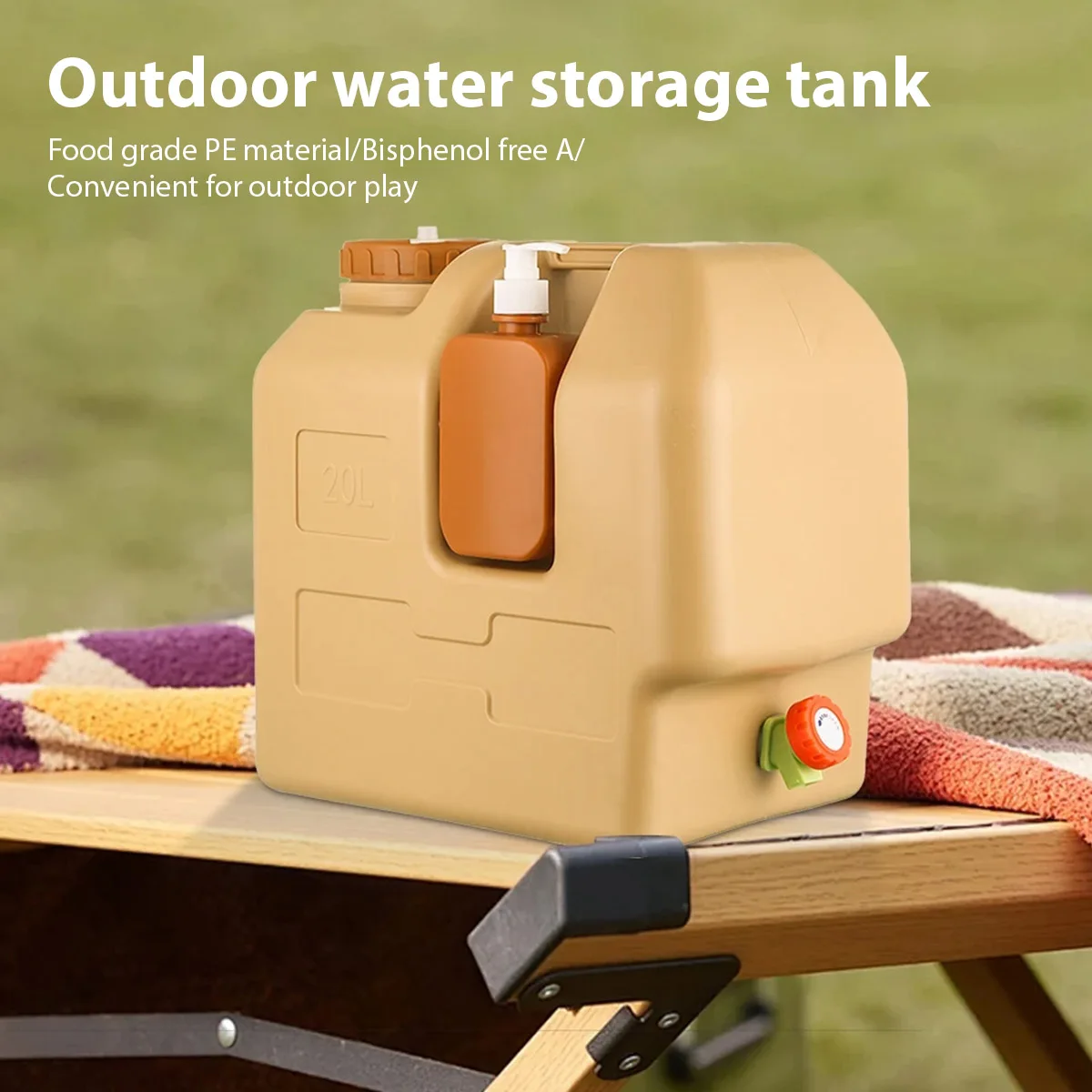 Portable Water Jug 20L Portable Camping Water Jug Spigot Soap Dispenser Water Tank BPA Free Storage Tank Outdoor Camping Car
