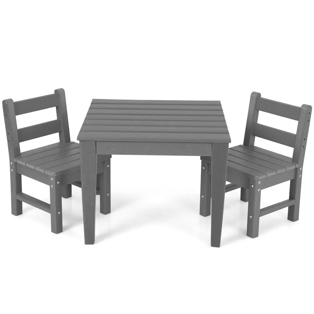 Costway 3PCS Kids Table & 2 Chairs Set Outdoor Heavy-Duty All-Weather Activity Table Set