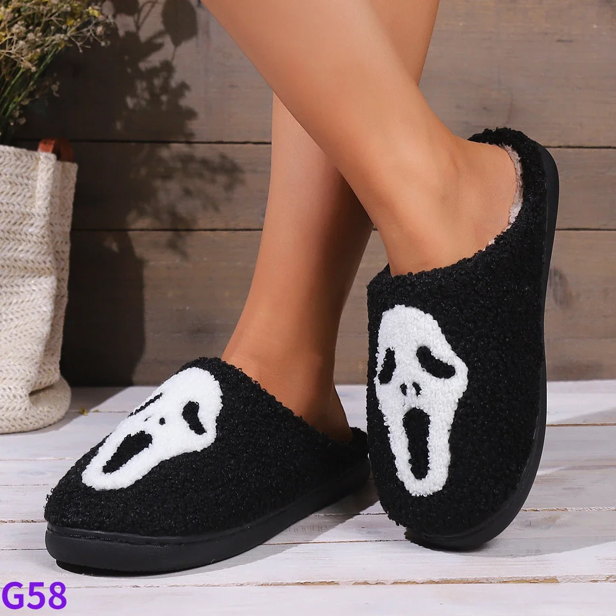 

Halloween New Indoor Baotou Cotton Slippers Creative Cotton Slippers for Men Women Couples Slippers Home Shoes Plush Slippers