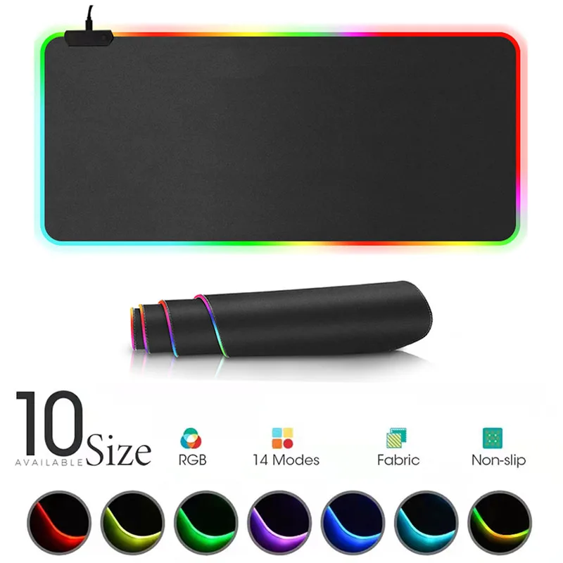 RGB коврик для мыши игровой компьютерный большой Настольный с подсветкой