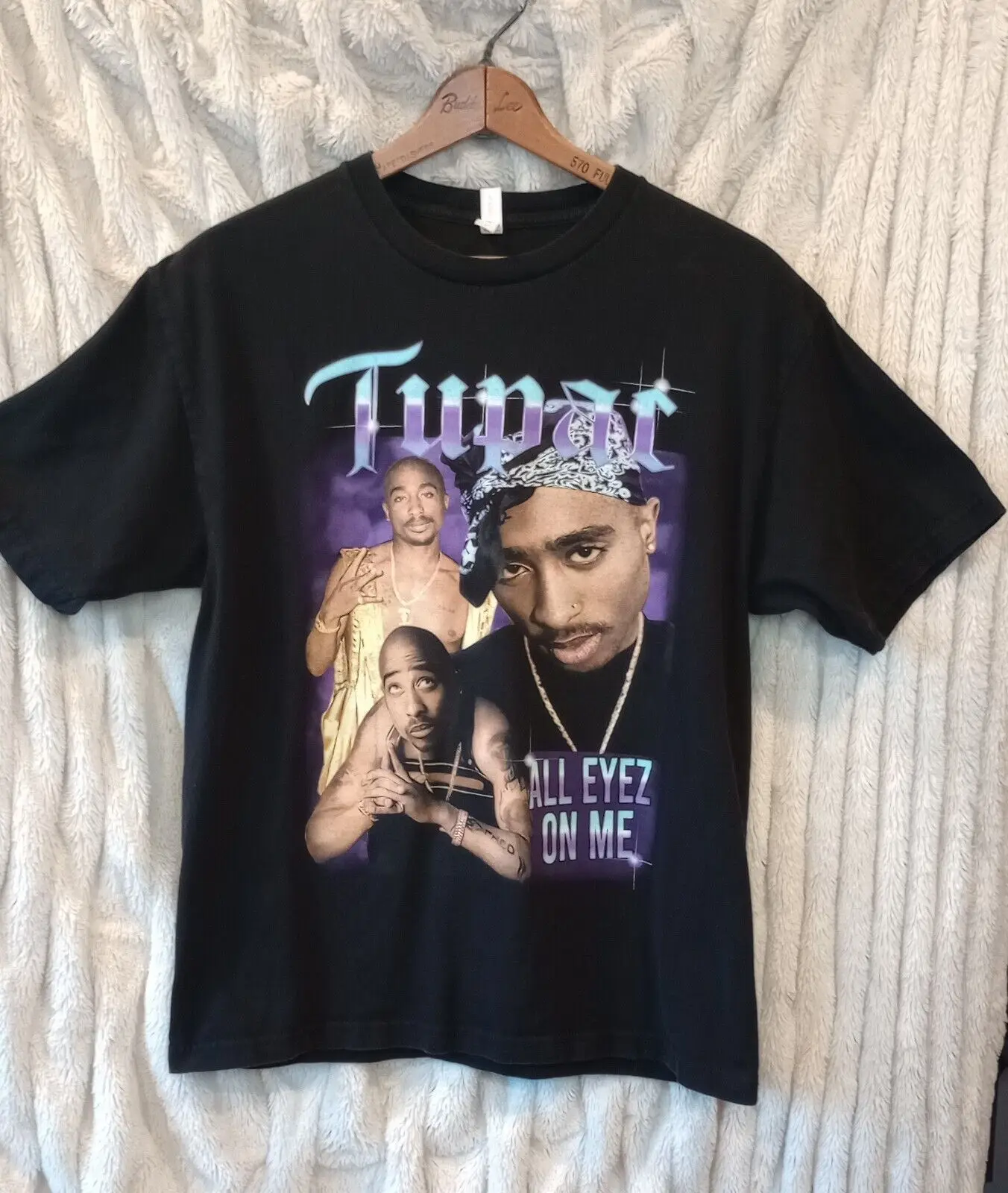 2Pac Tupac Shakur All Eyez On Me T Shirt Large Black Maniche Lunghe O Corte