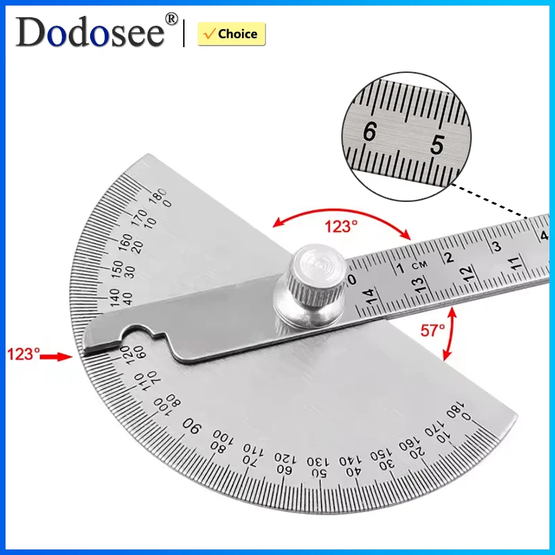 Dodosee Stainless Steel Goniometer Metal Protractor Ruler Multi Angle Measuring Ruler Carpentry Tool Angle Meter Finder