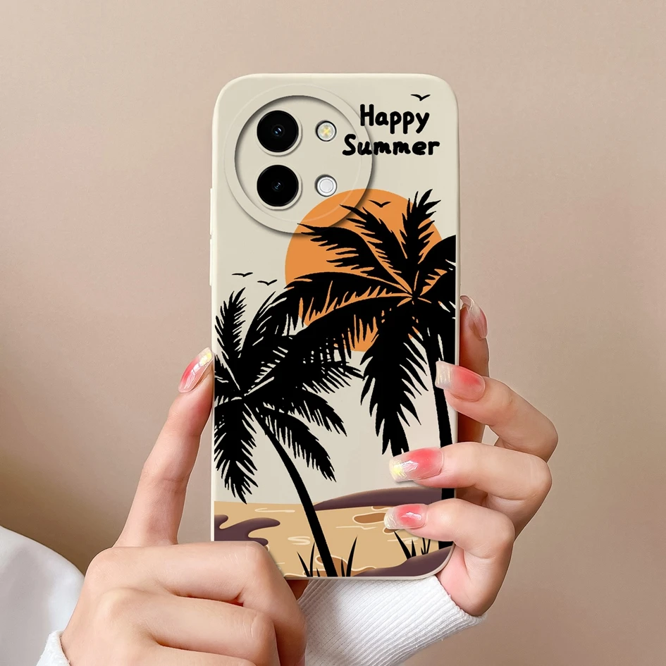 Stylish Painted Anti-Slip Liquid Silicone Phone Case