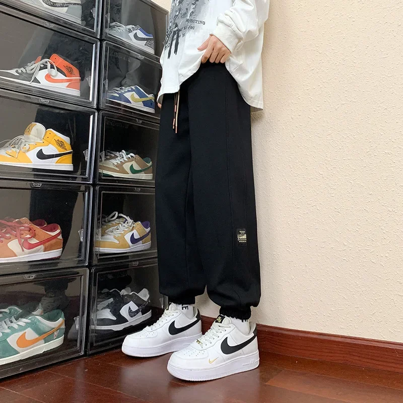 Loose Men's Workwear Pants Spring Summer Harajuku Sports Casual Nine Points Trendy Brand Cuffed Long Trousers