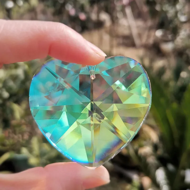 50mm Crystal Heart-shaped Suncatcher Rainbow Hanging Pendant Crystals Prism Chandelier Parts DIY Ornaments Home Garden Decor