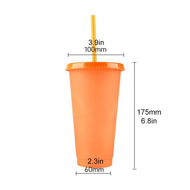 Color Changing Cups with Lid & Straw - 5 Pack Confetti Reusable