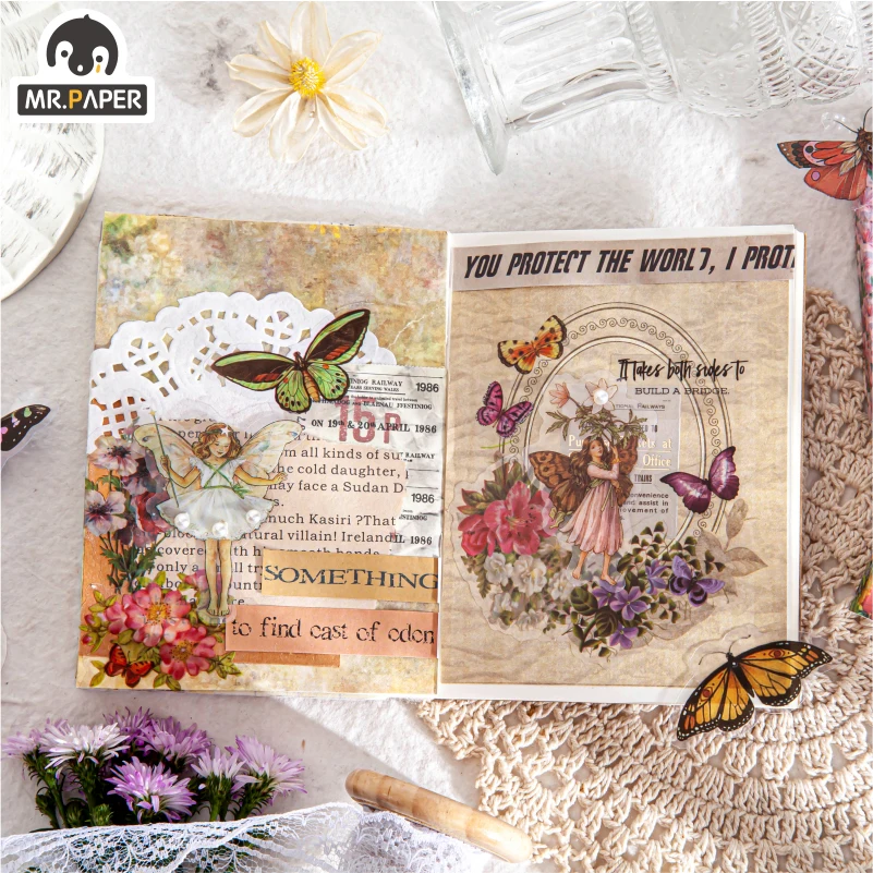 Mr.paper Boxed Flower Fairy Diary Series Decorative Diary Stickers Scrapbook Planner Japanese Decorative Stationery Stickers
