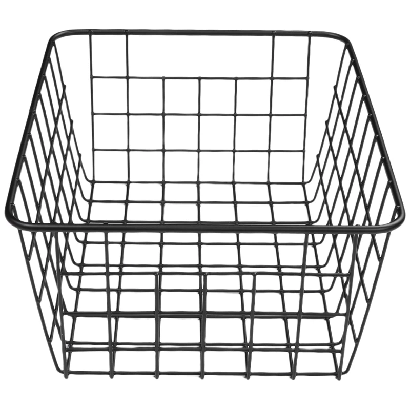 

2 Pack Wire Storage Baskets, Farmhouse Metal Wire Basket Freezer Storage Organizer Bins with Handles(Black)