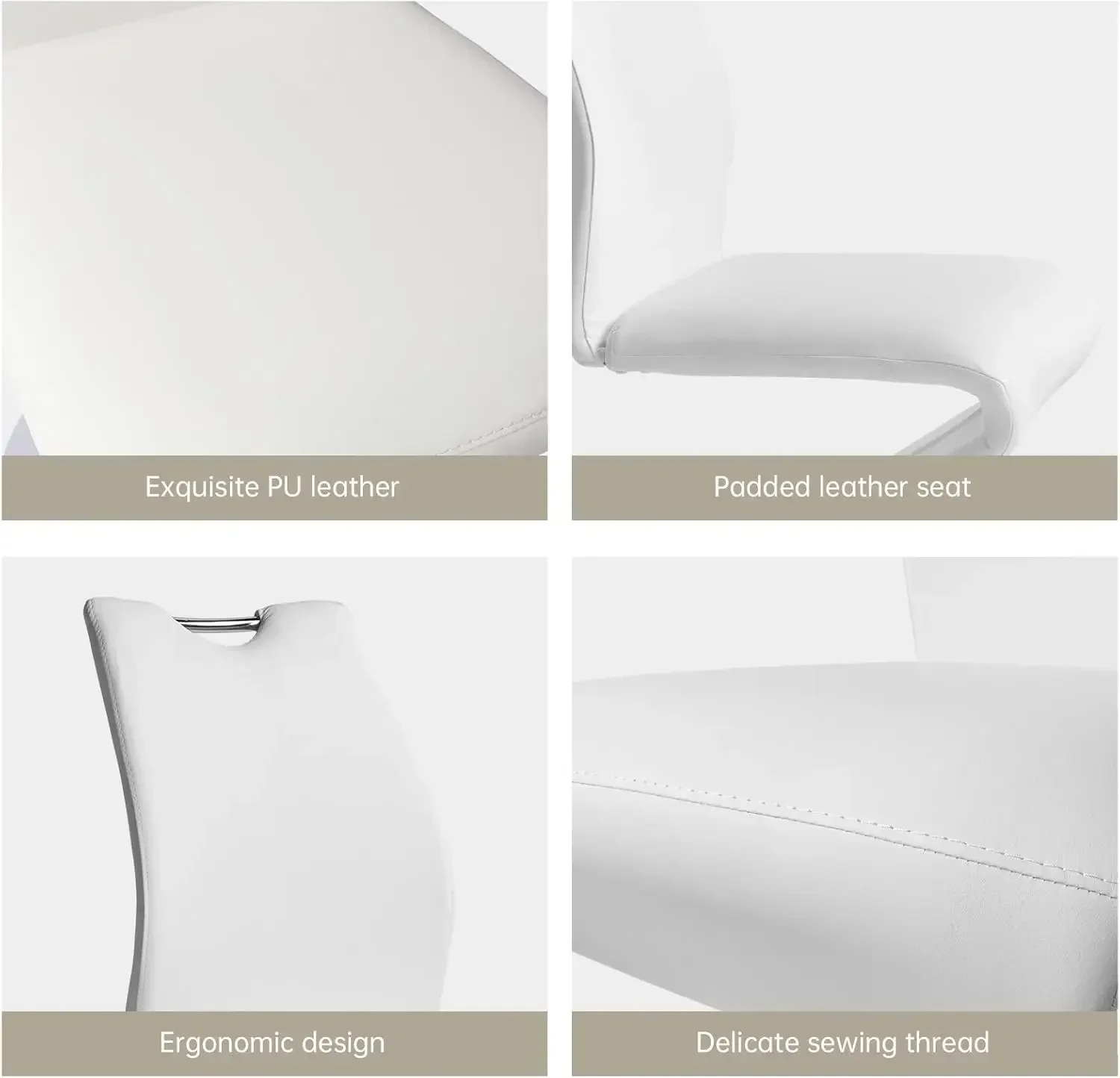 Mermaid Dining Chairs Set of 4, Modern Kitchen Dining Room Chairs Armless Upholstered Side Chairs in PU Leather Cushion Seat