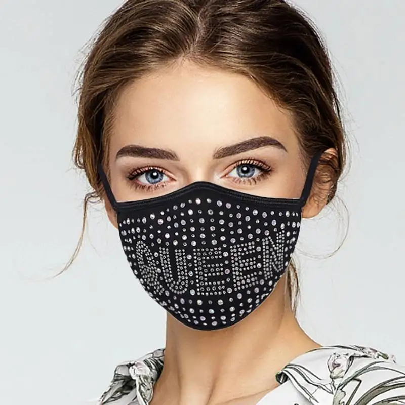 Diamond Sequin Mask Windproof Outdoor Sports Hiking Hanging Ear Lace Sunscreen Face Shield
