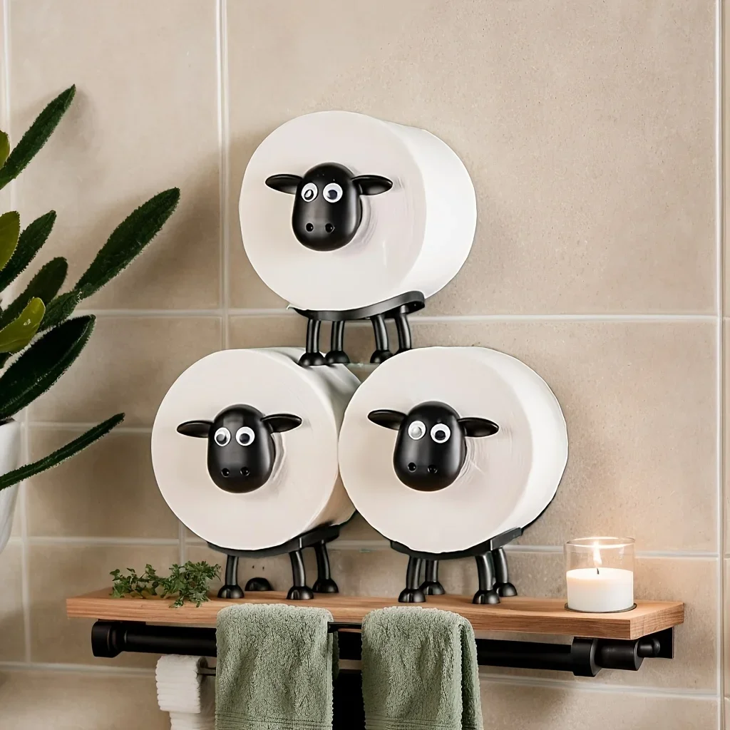 1/3Pcs Adorable Sheep-Shaped Toilet Paper Holder paper towel holder toilet paper holder toilet roll holder-Perfect for Bathroom Decor Freestanding Plastic Design Fun Home Decor
