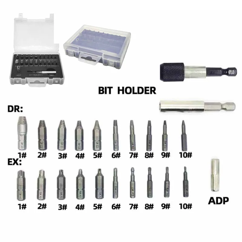 Screw Broken Wire Extractor 22Pcs Double End Reverse Thread Removal Tool Sliding Thread Set For Rusting Broken Screws