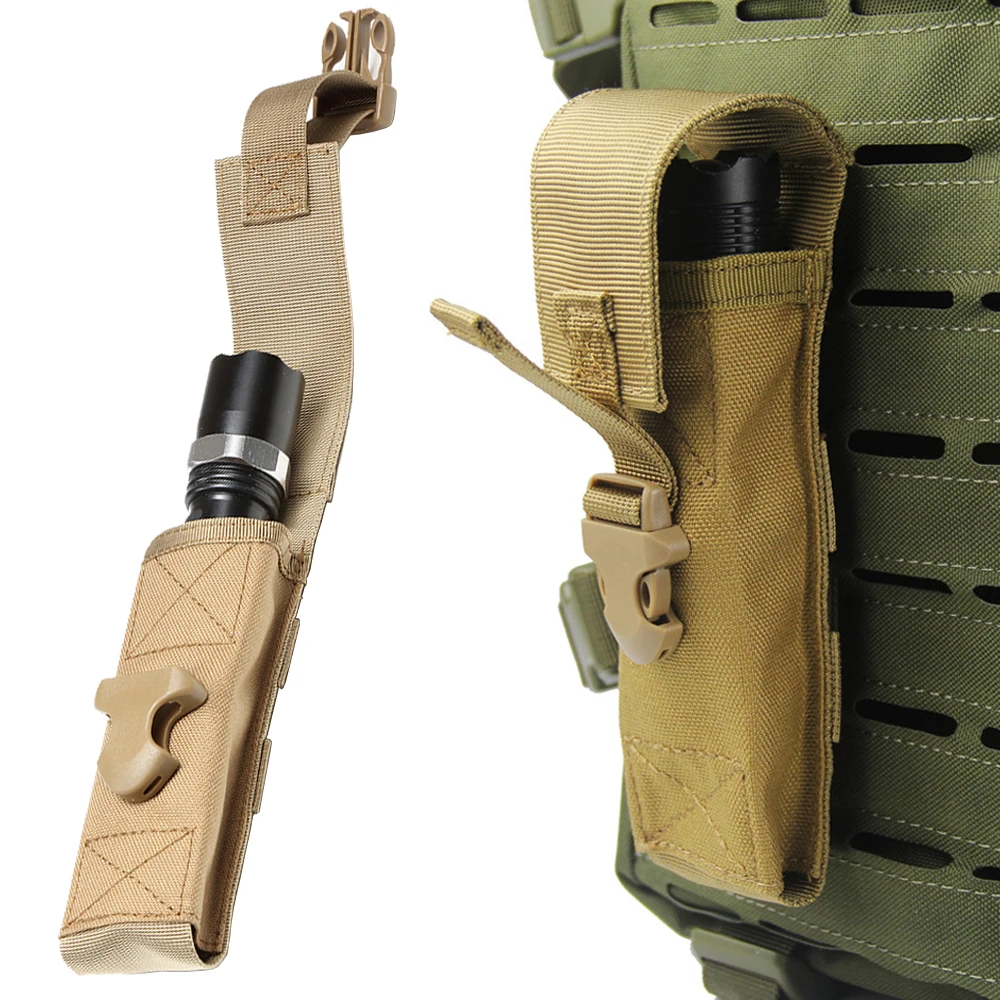 

Tactical Molle Flashlight Pouch LED Torch Holster Military Waist Pack Outdoor Camping Hunting Accessories Pack EDC Tool Bag