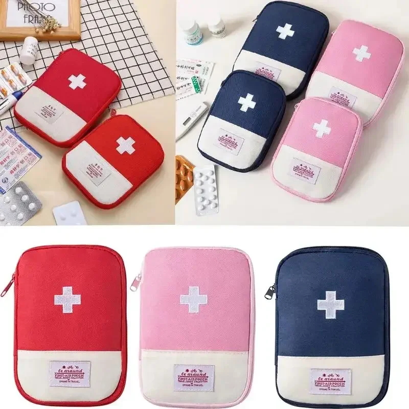 2 Pezzi Borsa Porta Medicinali In Tela Oxford - Kit Pronto Soccorso Grande E Piccolo, Impermeabile, Per Casa E Viaggio (Rosso) - 2