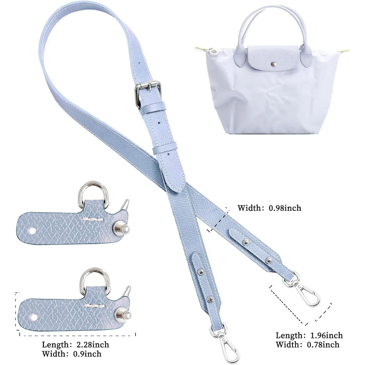 Adjustable Bag Strap for Tote and Shoulder Bags - Small Size, No-Punch Modification