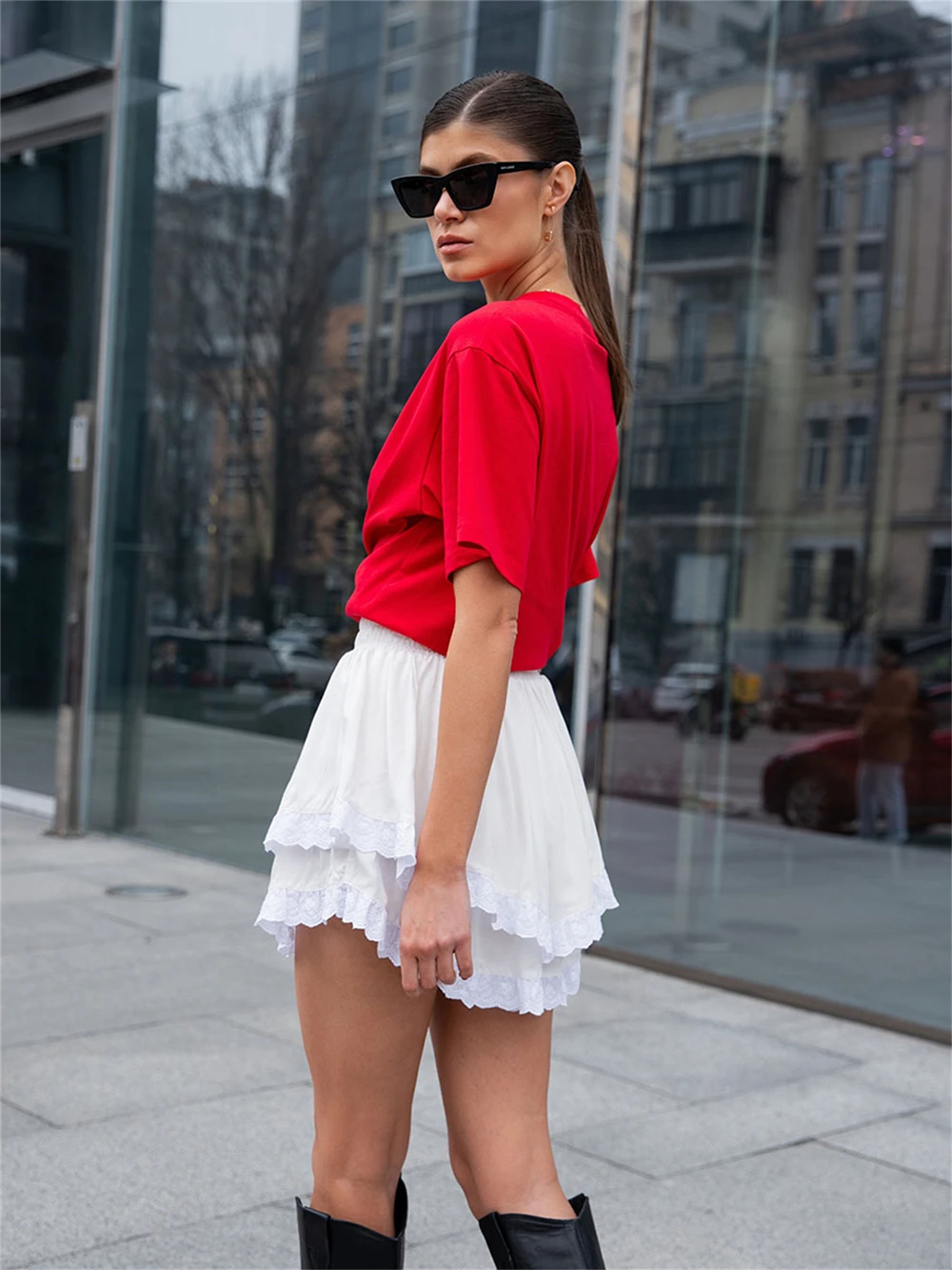 Red Oversized T-Shirt with Amore Amore Amore Print Women's T-Shirt Cotton Simple Design Summer Fashion Tee Boutique Drop Sleeve 2