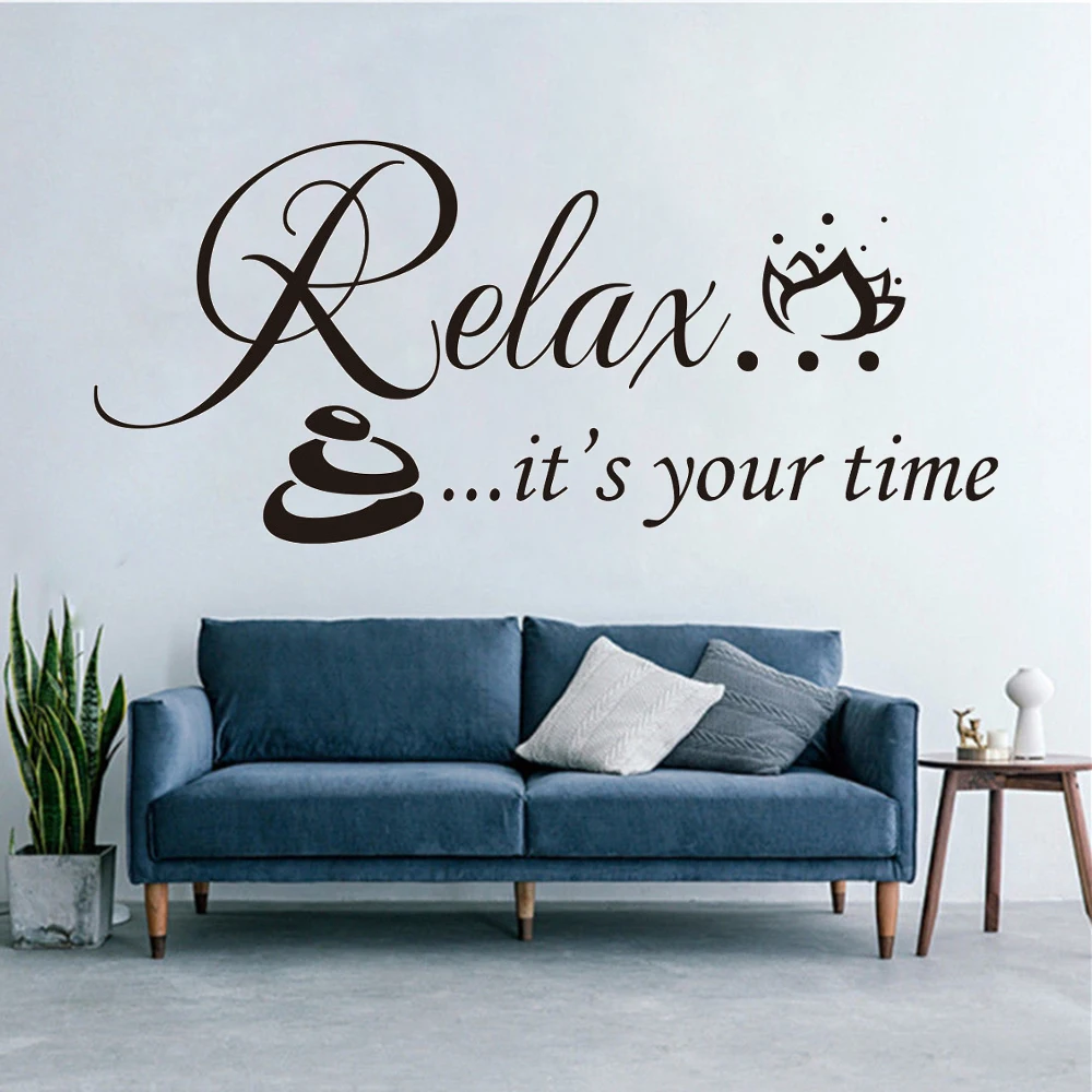 

Wall Stickers Relax It's Your Time Quotes Decals Vinyl Murals Meditation SPA Beauty Salon Yoga Decor Removable Poster DW14362