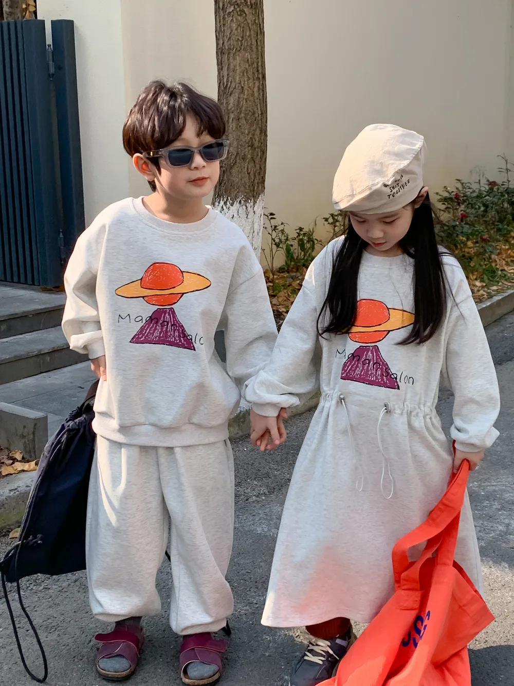 

Brother Sister Matching Clothes 2024 Spring New Toddler Boys Sweatshirt Pants Set Baby Girl Drawstring Dress Kids Casual Outfits