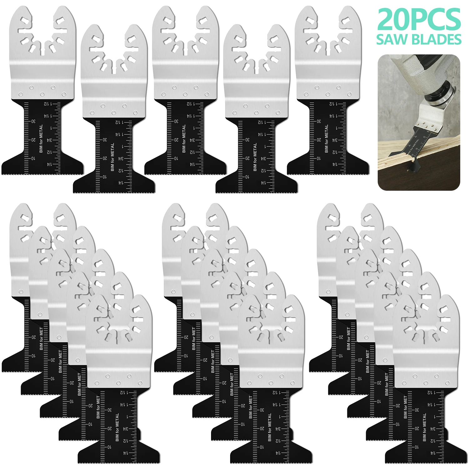 

20Pcs Multitool Blades Bi-metal Oscillating Saw Blades Quick Release Oscillating Blades High Precision Fast Cutting Saw Blades