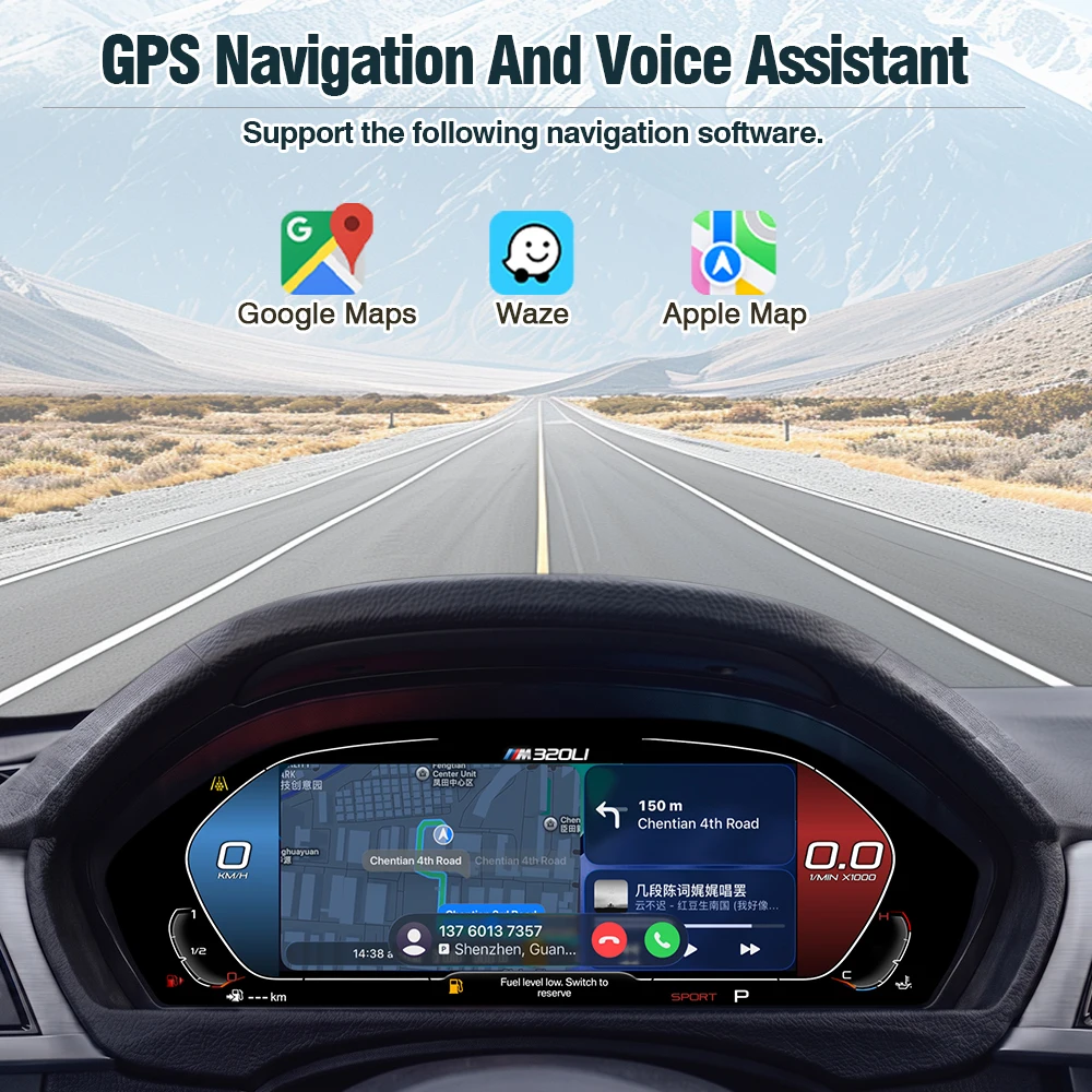 AUTOTOP Panel de Instrumentos Digital Virtual de 12.3" 6WB para BMW Serie 5 y 6 E60 E61 E63 E64 2004-2010, Actualización del Velocímetro del Tablero, CarPlay Inalámbrico, Android Auto, AirPlay, Navegación GPS, Bluetooth, Mapas en Línea, Música, Llamadas, Retrofit 8