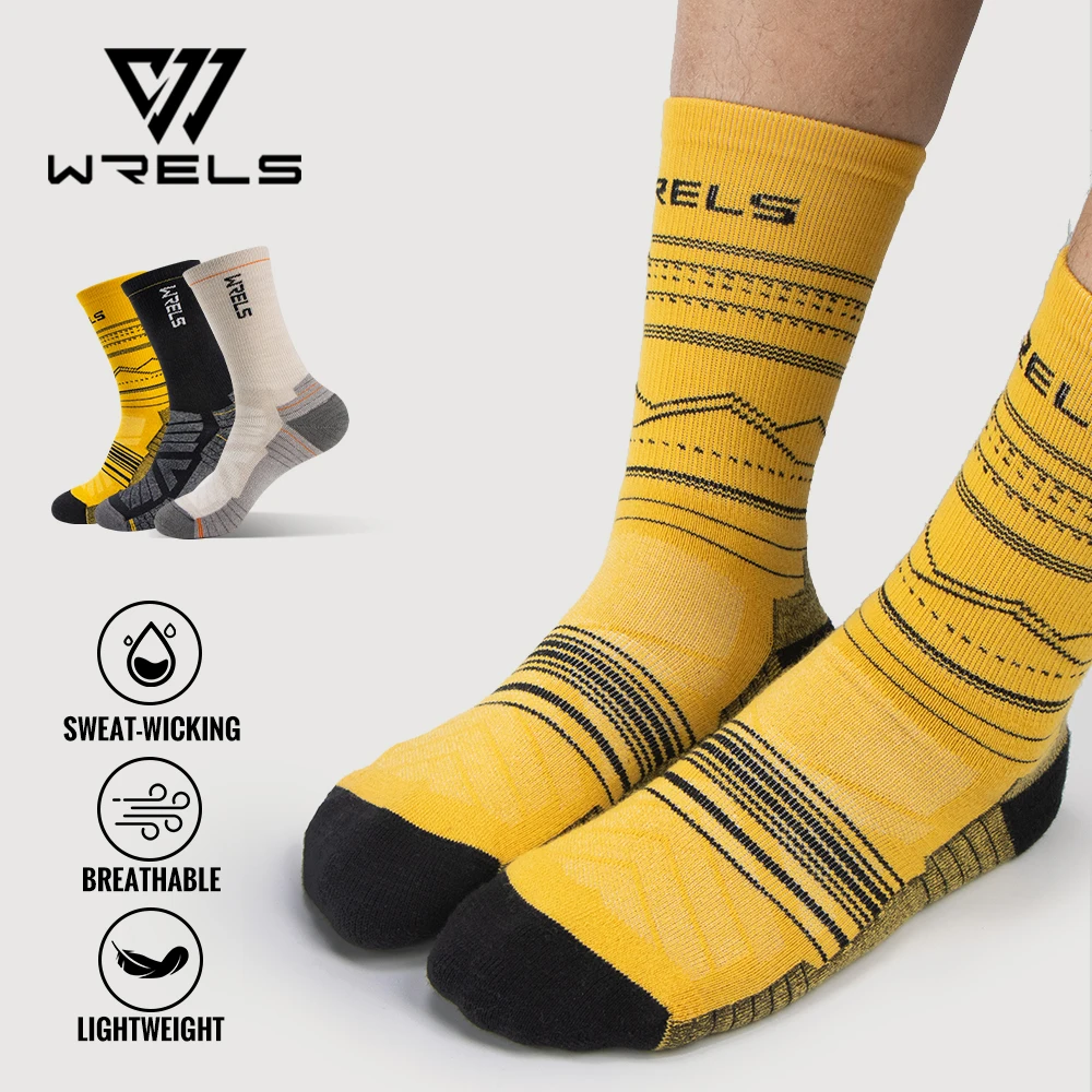 WRELS Socken aus Merinowolle zum Wandern, leicht, stoßdämpfend, mittelhohe Knöchelsocken, Laufsport, Merinowolle-Socken WRS-1120