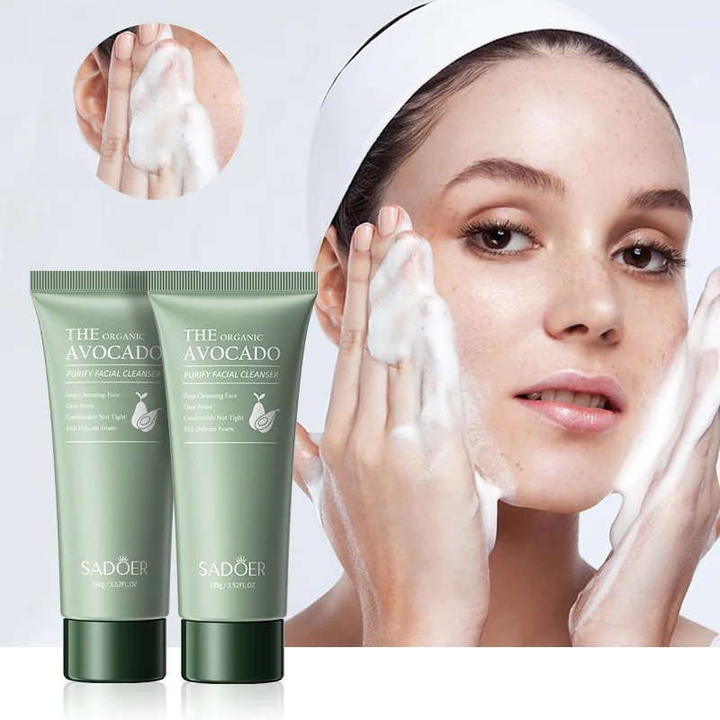 SAODER Avocado Facial Cleanser Face Wash Foam Face Cleanser Moisturizing Exfoliating Facial Cleansing Face Skin Care Products 2