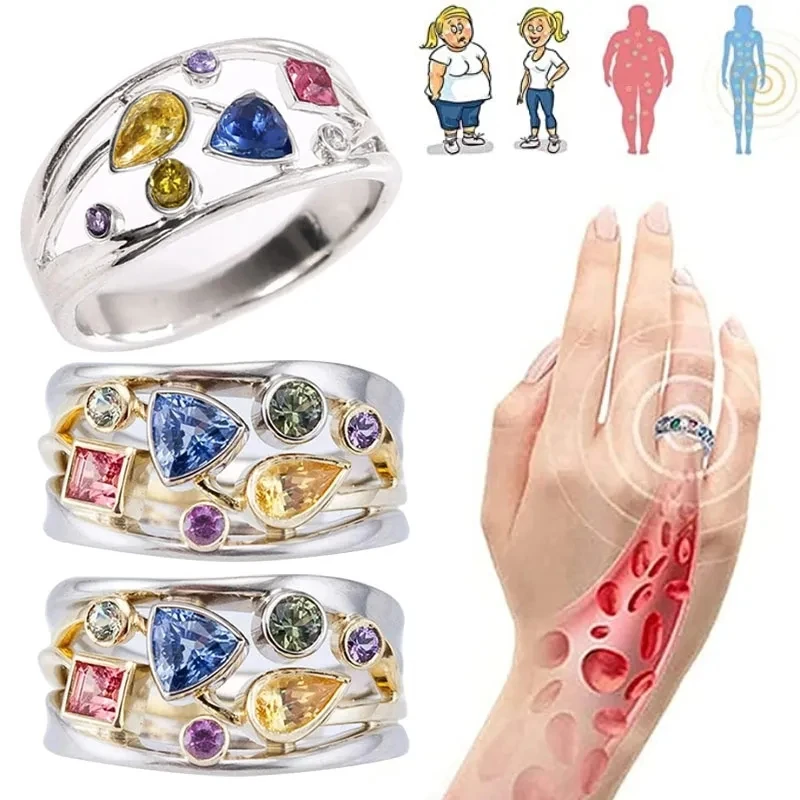 Colorful Geometric Therapy Crystal Quartz Ring For Women