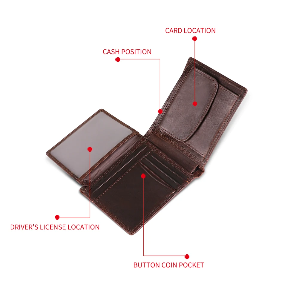 Retro leather men's wallet multi-card anti-theft brush short business male Coin purses gentleman Money clip rfid