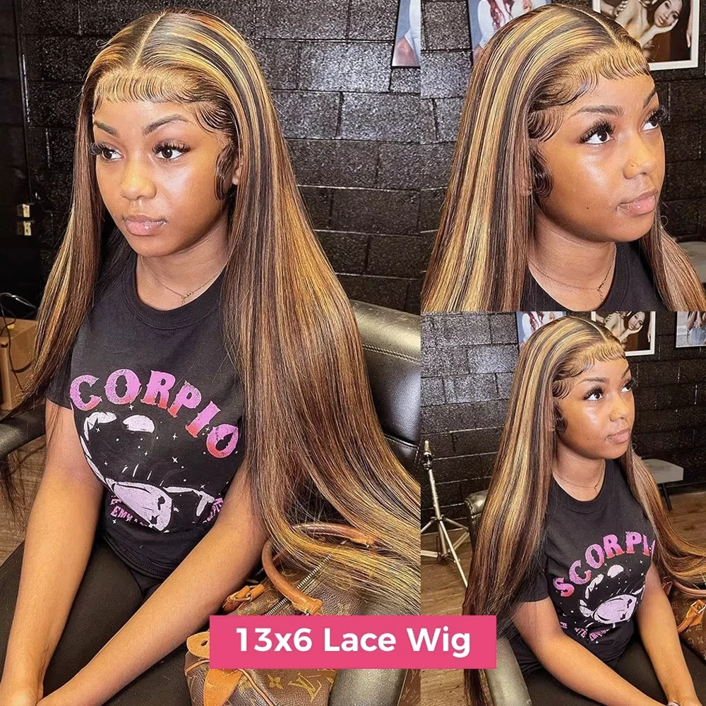 250 Density Highlight Wig Human Hair 30 Inch 360 Full Lace Wig Brazilian Ombre Colored Lace Frontal Wig Human Hair For Women 4